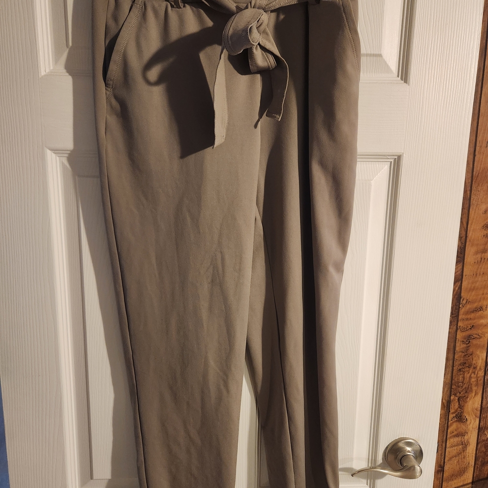Stylish Tan Tie-Waist Pants